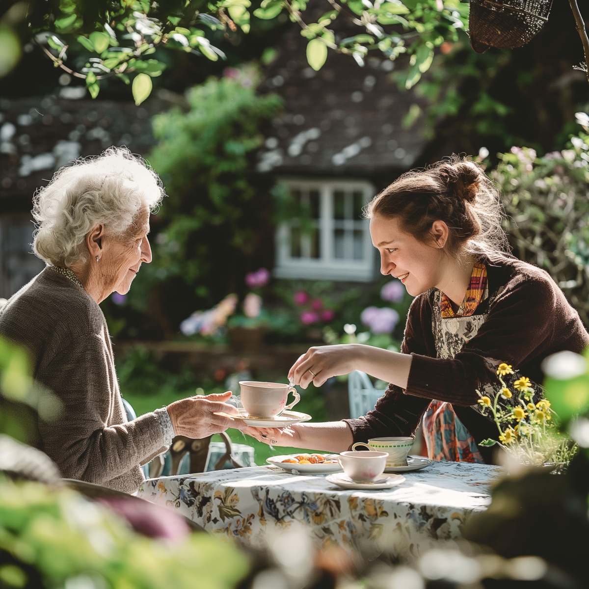 A Crossroads Care Kent support worker spending time with an elderly person in their home